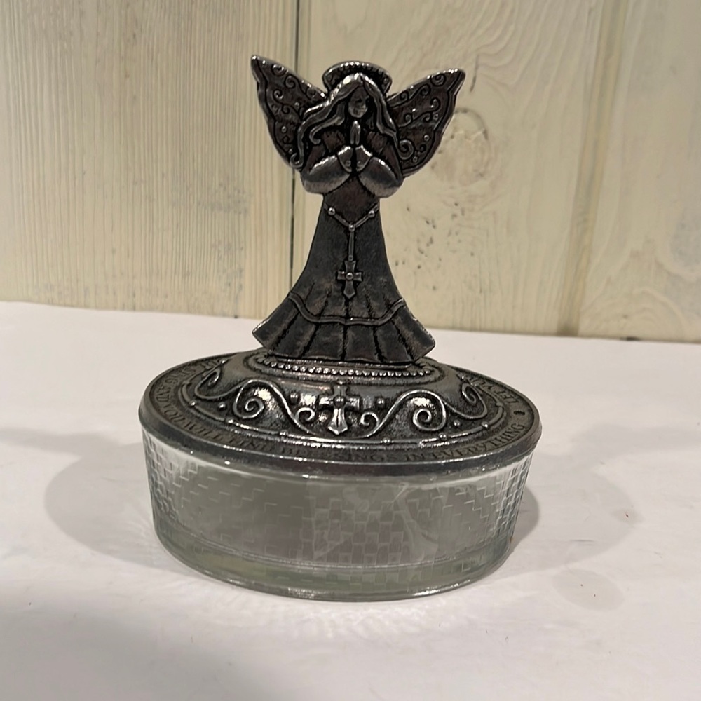 Silver Medal Glass Trinket Box